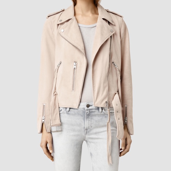 all saints tan leather jacket